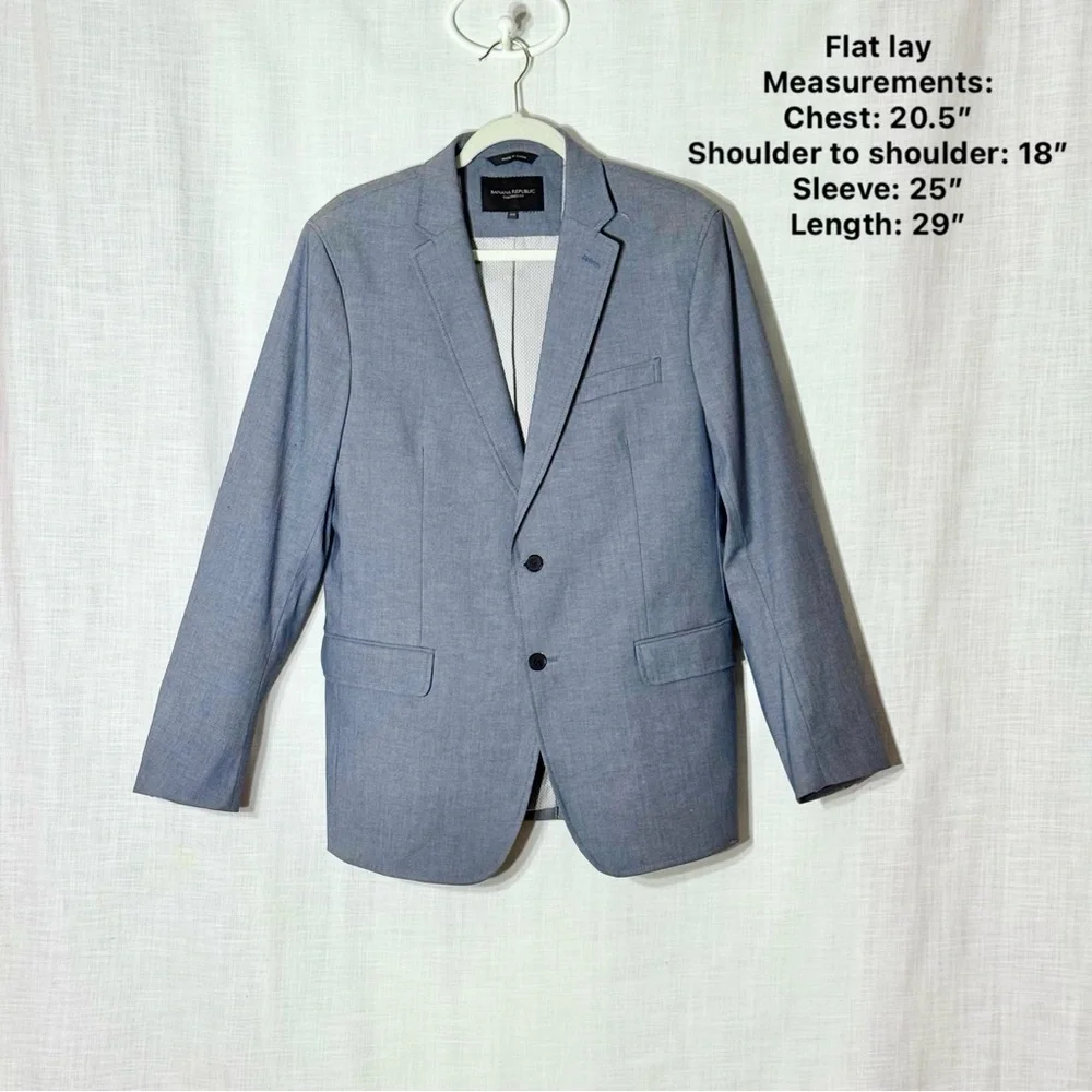 Banana Republic Tailored Fit Blue Blazer‎ Jacket Mens 42R Stretch Cotton